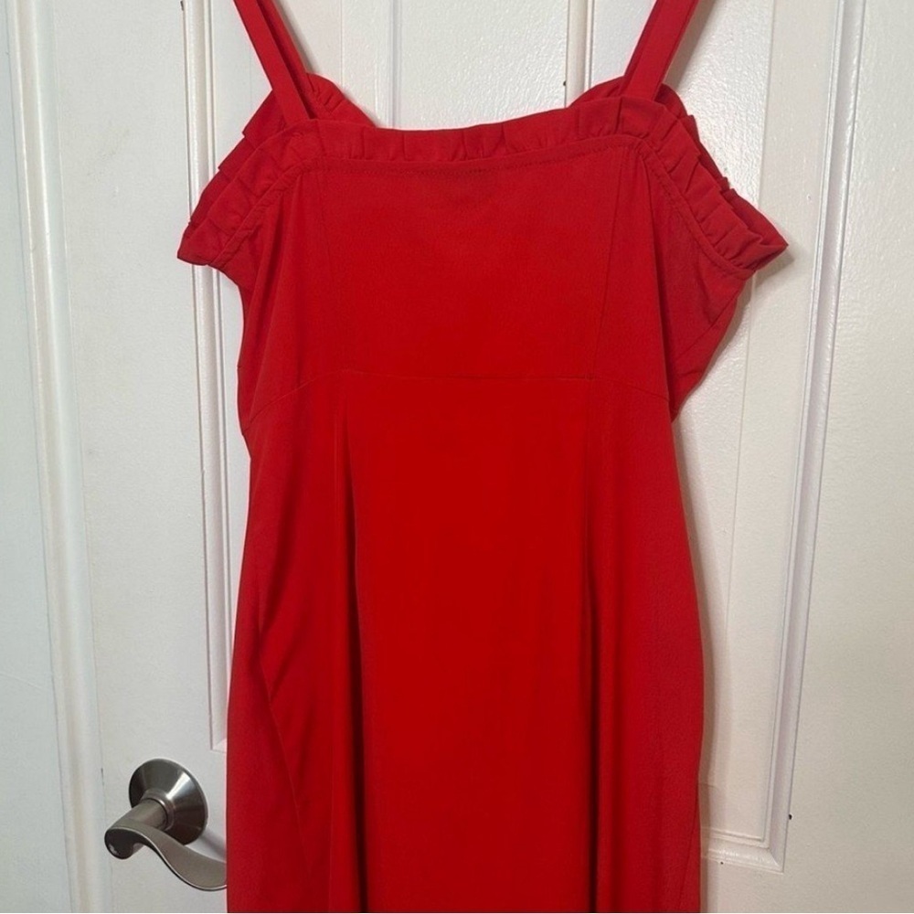 NWT Topshop Red Button Down Ruffle Hem Midi Dress Feminine Romantic Resort Small - Picture 8 of 10